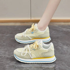 LBSFY  -  Yellow Platform Sports Shoes Woman Designer Fashion Niche Mixed Color Women Sneakers Casual Lace-up Female Sneakers