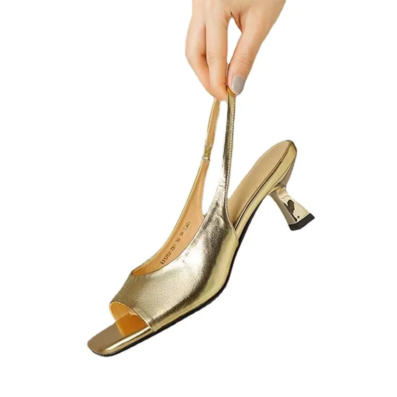 LBSFY  -  Open Toe Mid Heels Shoes Sandals Women Slides 2024 New Summer Brand Pumps Shoes Party Designer Dress Women Slippers Zapatillas