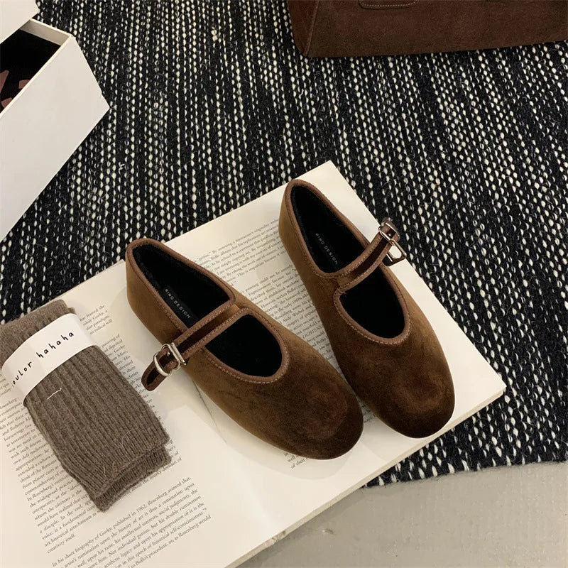 LBSFY  -   Ballet Flats Buckle Red Dress Ballerinas Zapatos Mujer Women Mary Janes Shoes