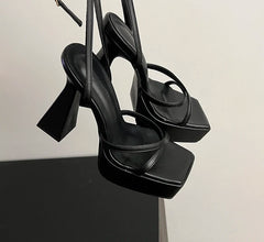 LBSFY  Narrow Band Platform Women Sandals Shoes Fashion Open Toe Summer High Heel Party Dress Ladies Sandalias Shoes