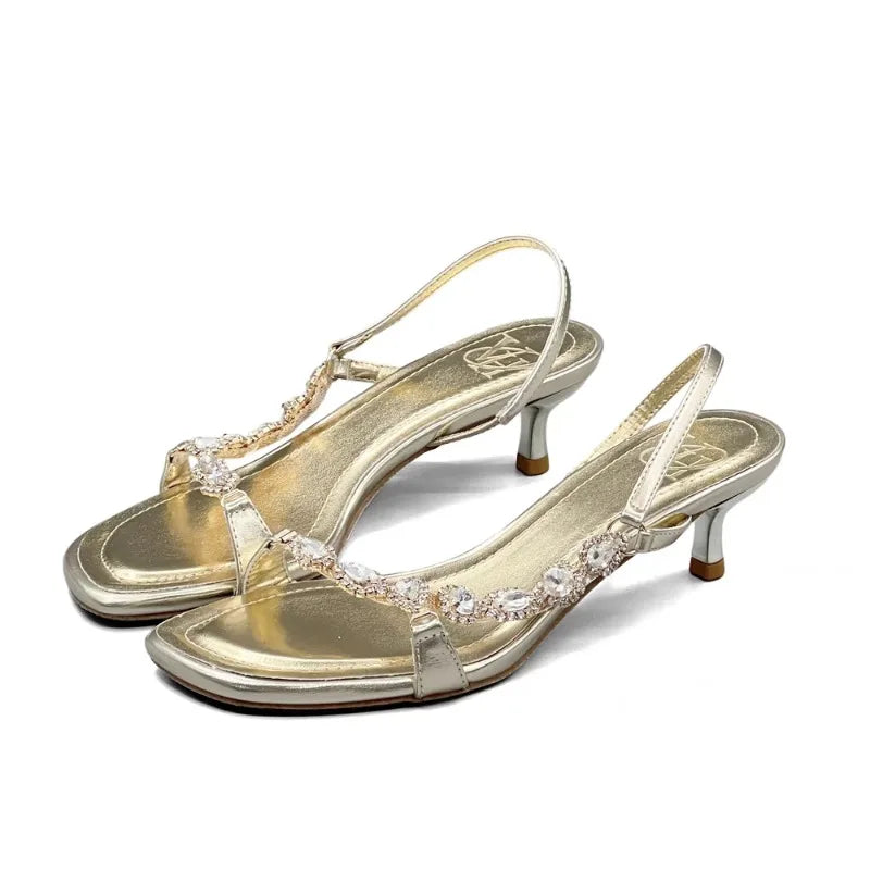 LBSFY -Sandalias Mujer 2025 Summer New Women's Sandals Sexy Open Toe High Heels Luxury Designer Elegant Slip-on Party Sandals for Women