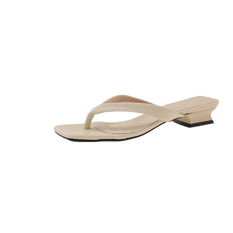 LBSFY -Summer Women Clip Toe Slippers Comfort Low Heel Slides Shoes Ladies Casual Dress Street Style Sandalis Flip-Flops Slippers
