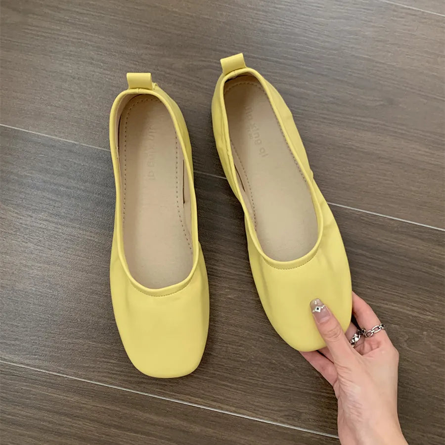 LBSFY -Women Shoes Brand Designer Mary Janes Shoes Woman Square Toe Japanned Leather Flats Vintage Narrow Band Loafers