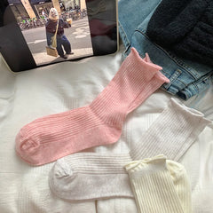 Lbsfy Loose Pink Socks Women Cotton Ultrathin Breathable Candy Color Simple High Sports Socks Casual Elastic Breathable Slouch Socks