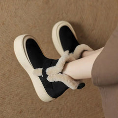 LBSFY  -  New Suede Wool Snow Boots Round Toe Platform Flat Winter Boots Women Thick Fur Warm Ankle Boots For Female Shoes