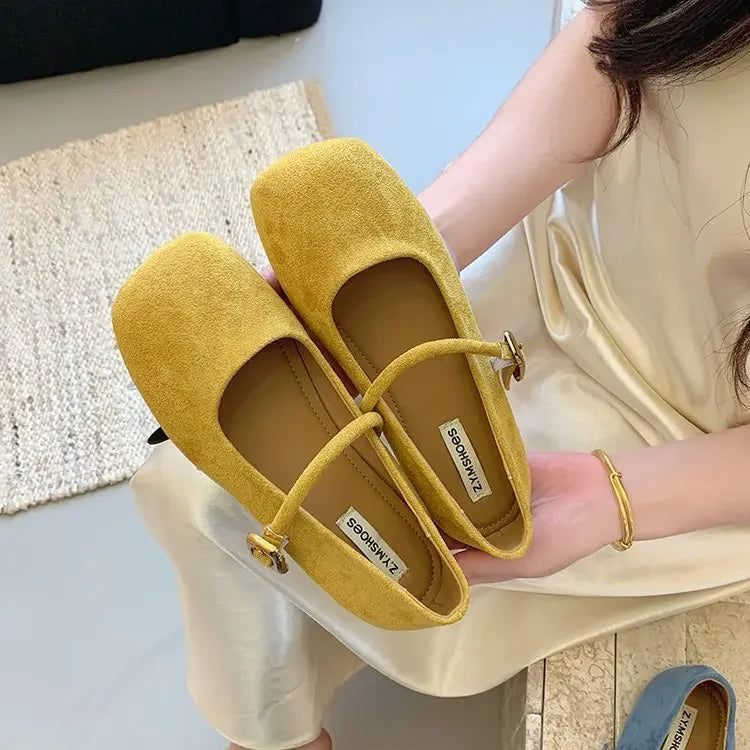 LBSFY -French Mary Jane Flat Shoes Women's Spring New Gentle Elegant Match Skirts Fashion Sweet Lady Low Heel Soft PU Leather
