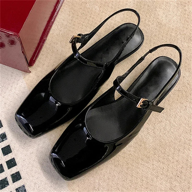 LBSFY -Fashion Square Toe Women Pumps Sandals Fashion Buckle Strap Casual Party Low Heels Female Shoes