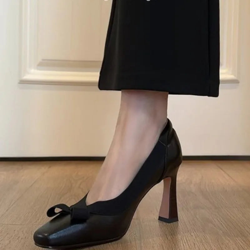 LBSFY -New Women's Retro Round Toe Elegant High Heels Ladies Cross Straps Shallow Party Dress Shoes Women Pumps Zapatos De Mujer