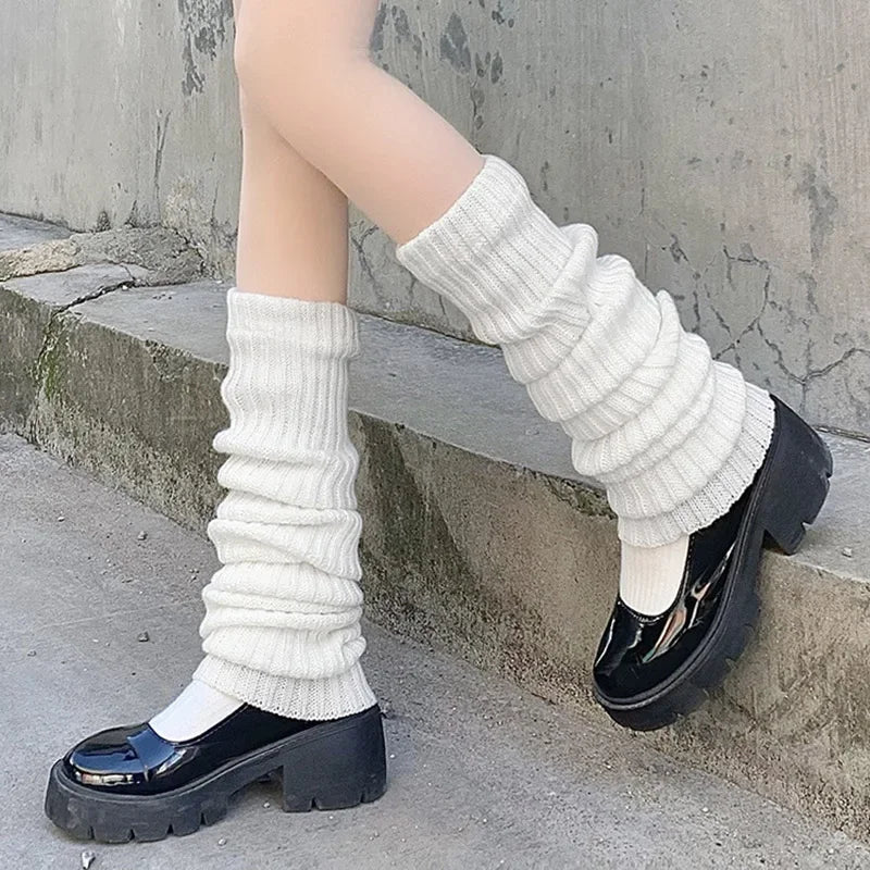 Lbsfy 70cm Women Leg Warmers Over Knee Japanese Lolita Style JK Uniform for Girl Sweet Kawaii Up Knitted Socks Foot Warming Cover