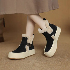 LBSFY  -  New Suede Wool Snow Boots Round Toe Platform Flat Winter Boots Women Thick Fur Warm Ankle Boots For Female Shoes