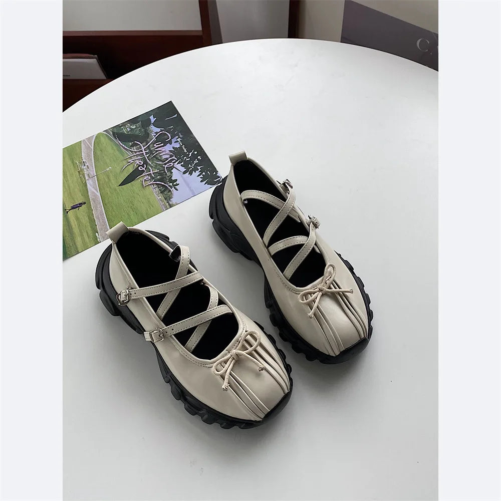 LBSFY -Summer Chunky Women Sports Shoes Fashion Shallow Butterfly-knot Platform Flat Shoes Ladies Casual Outdoor Mary Jane Shoes 2025