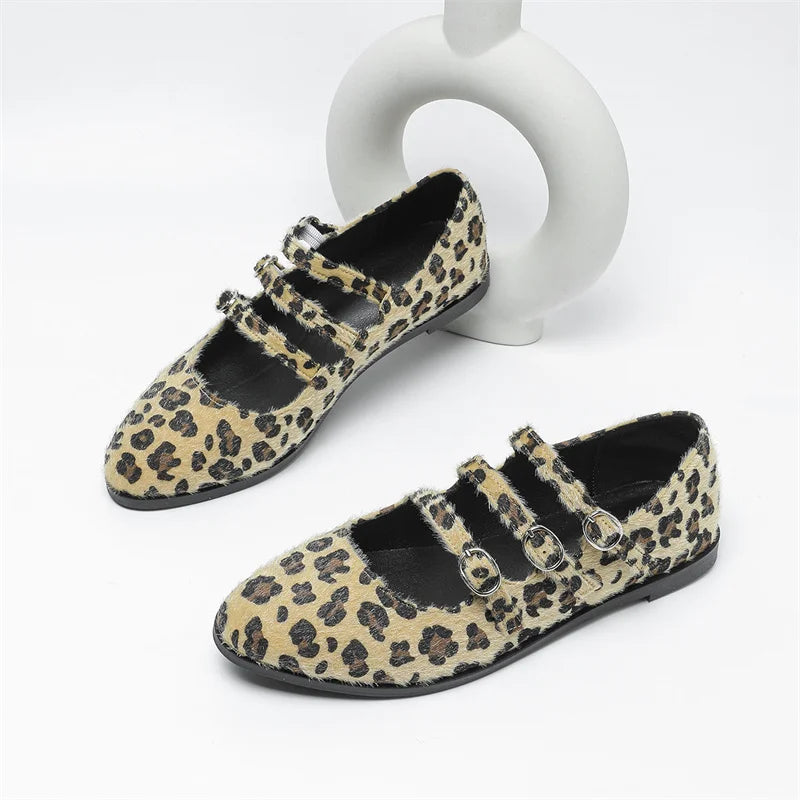 LBSFY  -   Women Ballet Flats Leopard Print Shoes Round Toe Plus Size 43 Ballerinas Zapatos Mujer