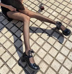 Lbsfy Women Mesh Ventilation Socks Leggings Bows Transparent White Black Tights Stockings Women Sexy Mesh Fishnet Pantyhose