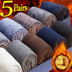 Lbsfy 5Pairs Winter Thicker Warm Men’s Sock Wool Male Women Socks Super Solid Socks Merino Wool Socks Against Cold Snow Terry Sock