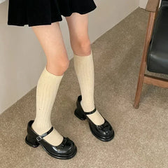 Lbsfy Wool Long Socks Cashmere Women Boot Solid Wool Thigh Stocking Skinny Casual Cotton Over Knee-High Fluffy Female Long Knee Sock