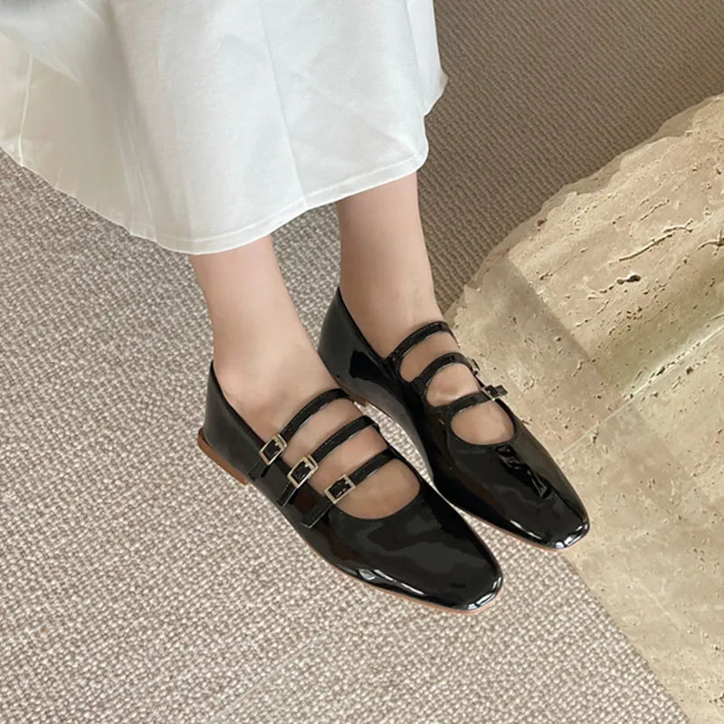 LBSFY  -  Spring New Women Flats Ladies Elegant Flat Mary Jane Shoes Fashion Round Toe Shallow Shoes Outdoor Dress Ballet Shoes M
