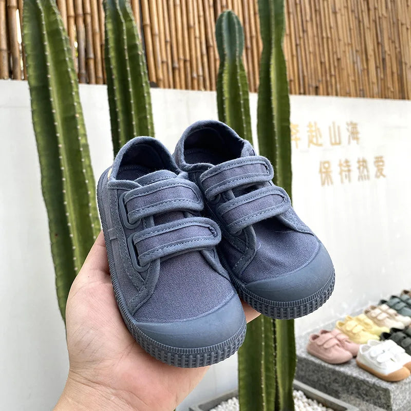 LBSFY  - Retro Kids Solid Cloth Shoes Canvas Low Top Children Sneakers Korean Style School Student Sport Shoes Baby Toddler Denim Zapatos