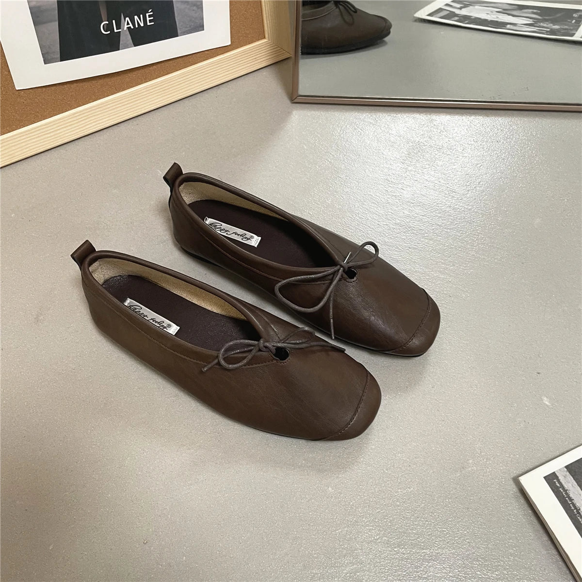 LBSFY  -Brand Women's Vintage Flats Comfortable Leather Ballet Shoes Female Soft  Dress Shoes Mujer Slip On Loafers Mujer