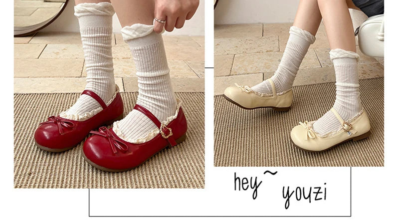 LBSFY -Spring New Butterfly-knot Women Flats Round Toe Shallow Ladies Casual Ballet Shoes Soft Leather Eelgant Dress Shoes