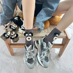 Lbsfy Women Socks Cotton Female Spring Autumn Harajuku Stereoscopic Cute Kawaii Cartoon Puppy Sweet Style Middle Tube Short Crew Socks