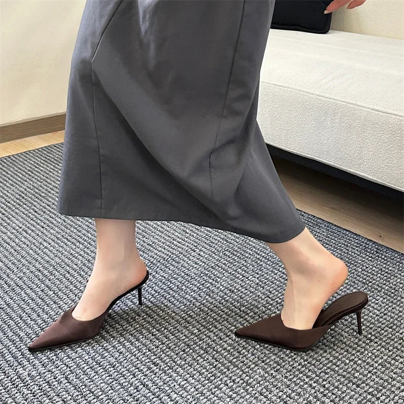 LBSFY -Fashion Concise Pointed Toe Women Slippers Thin Low Heels Casual Party Pumps Summer Slide Mules Shoes