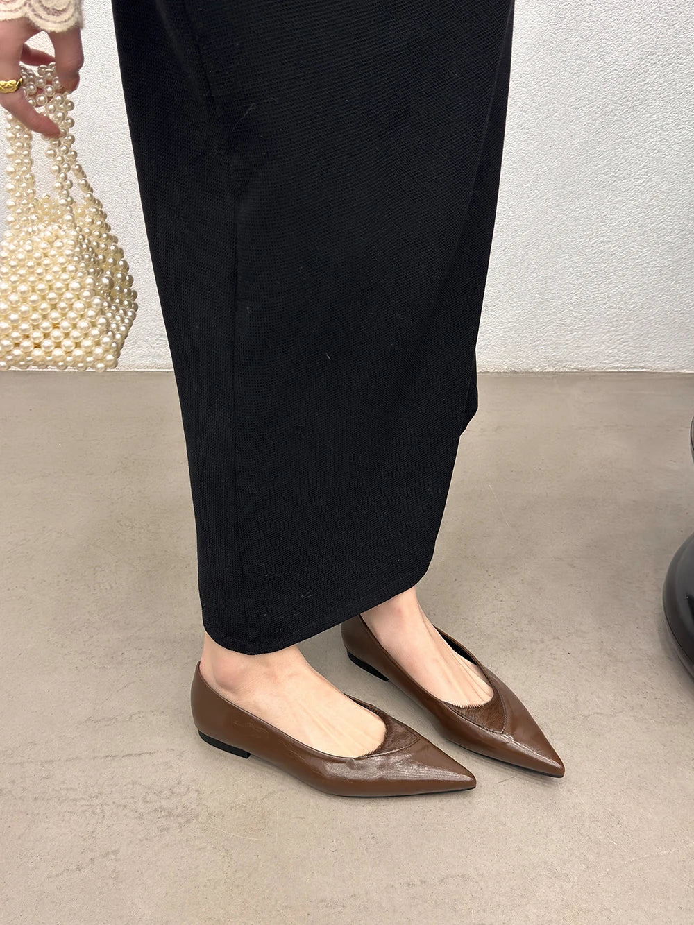 LBSFY  -  Pointed Toe Ladies Loafers 2024 New Arrivals Fashion Dress Shoes Black White Brown Shallow Slip On Casual Mules Shoes Woman 39