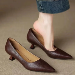 LBSFY -New Style Fashion Women's Leather Shoes Pointed Toe Women Pumps Shoes for Women High Heels Loafers Fashion Concise Ladies Shoes