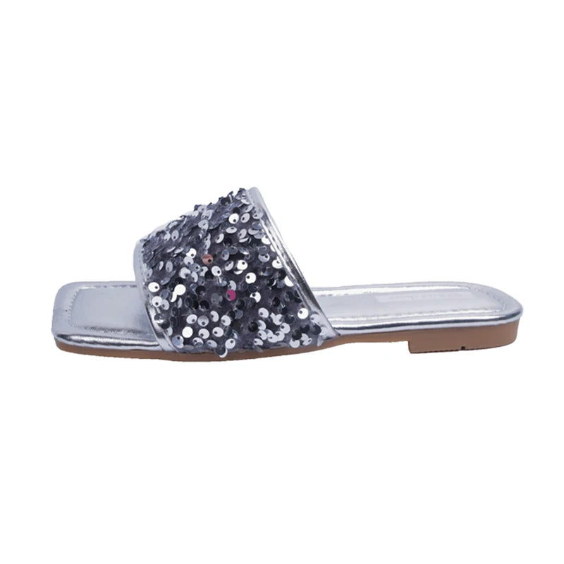 LBSFY  -  2024 Summer Sequin Women Slippers Fashion Elegant Outdoor Open Toe Slides Shoes Ladies Casual Beach Vacation Flats Sandalias