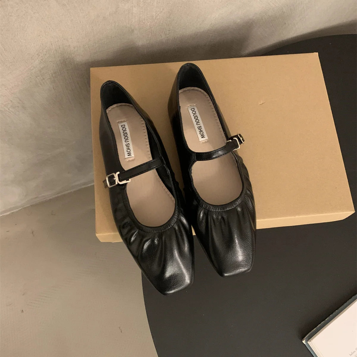 LBSFY -New Brand Women Flats Fashion Square Toe Shallow Mary Jane Shoes Soft Casual Ballet Shoes Slingback Shoes Mujer
