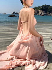 LBSFY -Summer Spring Strapless Womens Dresses Elegant Backless Irregular Ruffles Birthday Party Dress Holiday Beach Vestidos Mujer New