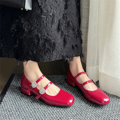 LBSFY  -  Women's High Heels Pumps Patent Leather New Rhinestone Party Wedding Shoes Club Pumps Woman Buckles Dress Pumps