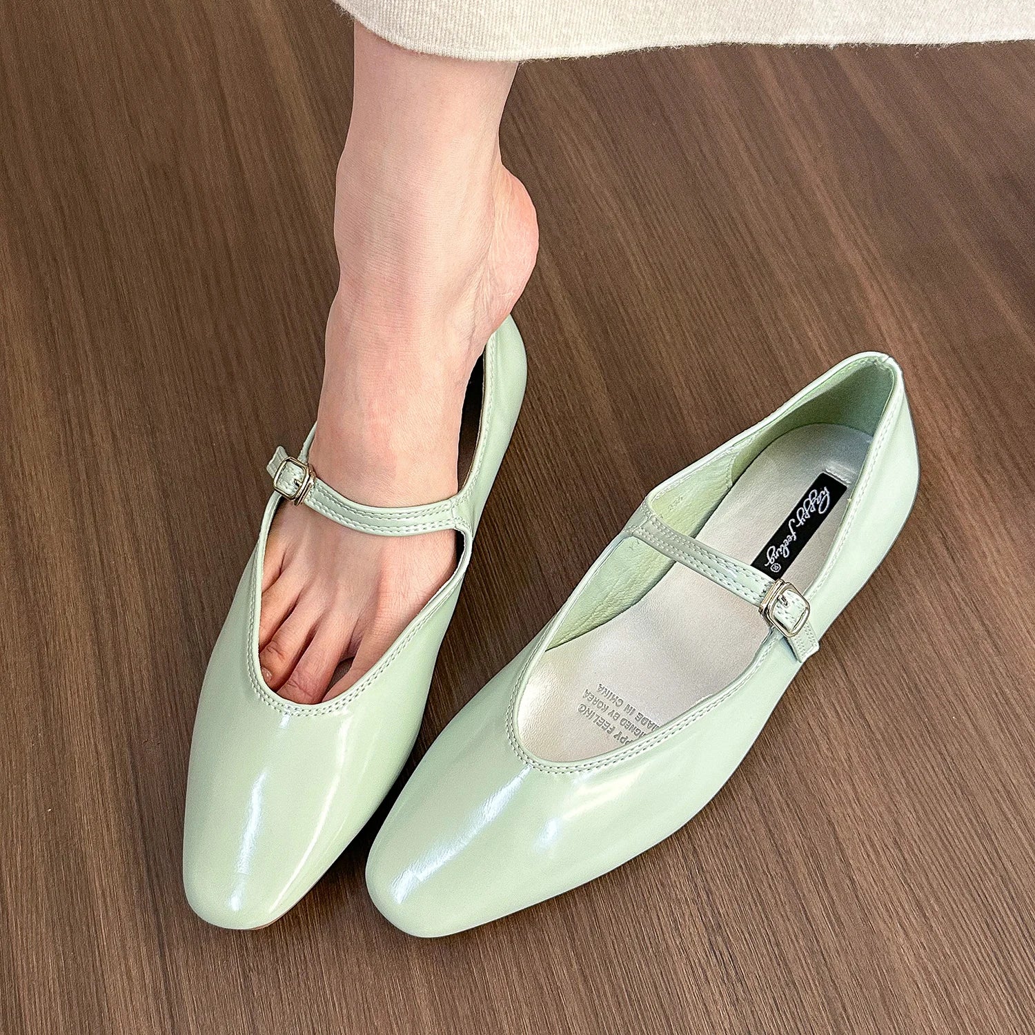 LBSFY -Brand Women Silver Flats Fashion Square Toe Shallow Ladies Slip On Ballet Shoes Soft Casual Flat Mary Jane Shoes Mujer