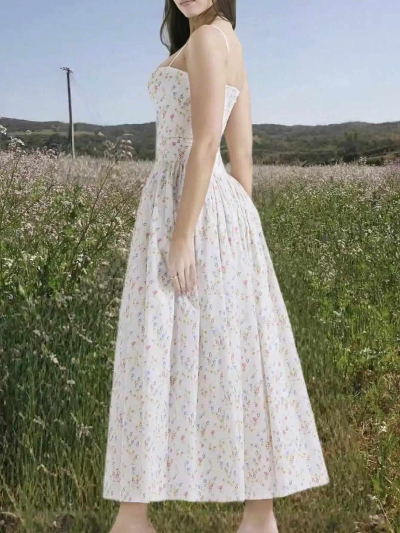LBSFY -Floral Elegant Summer Korean Fashion Dress Romantic Graduation Beach Spaghetti Straps Robe Women Long Sling Dresses 2025 New