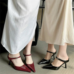 LBSFY -Sexy Thin High Heels Mules Woman Pumps Slippers Elegant Pointed Toe Shallow Buckle Strap Dress Female Shoes