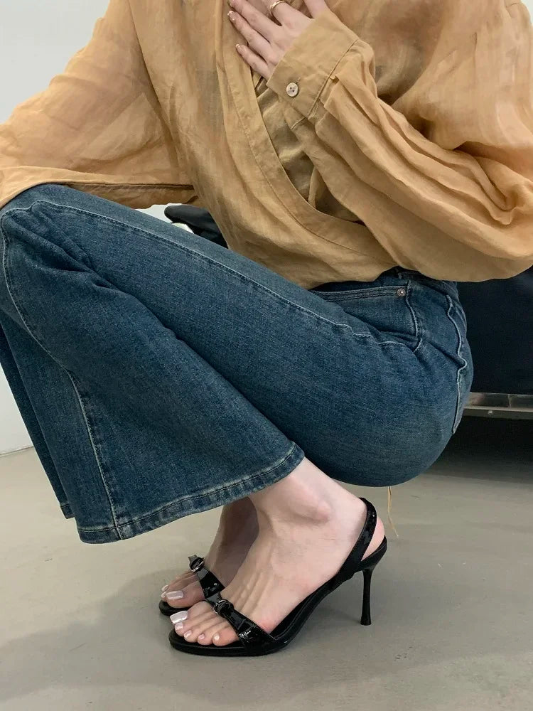 LBSFY -Summer Fashion Narrow Band Open Toe Sandals Thin Low Heel Gladiator Women Party Shoes Zapatos De Mujer