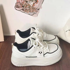 LBSFY  -  Spring Autumn White Platform Sneakers for Women Fashion Casual PU Leather Board Shoes Female New Designer Zapatos De Mujer