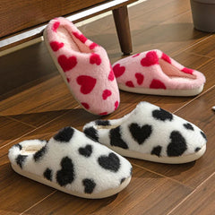 LBSFY  -  Cute House Slippers Women 2025 Winter Home Exquisite Heart Love Fuzzy Warm Comfy Non Slip Flat Plush Shoes Girls Gift Lover