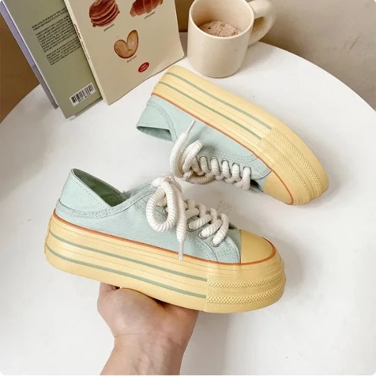 LBSFY  -  Platform Canvas Shoes for Women High-top Candy Color Korean Fashion Shoes Student Casual All-match Designer Footwear New