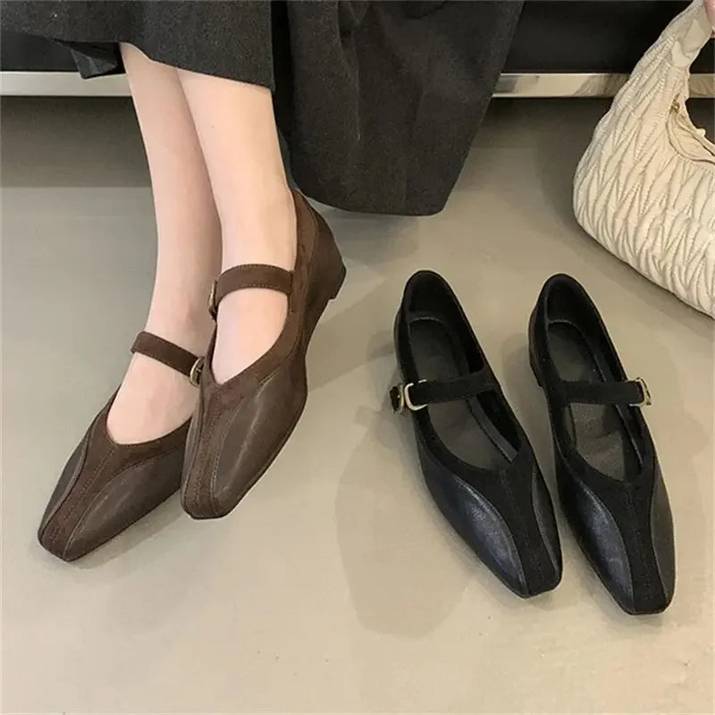 LBSFY  -  Fashion Women Pumps Spring Autumn Elegant Mary Jane Shoes Square Liow Heels Outdoor Dress Ballerinas Ladies Shoes