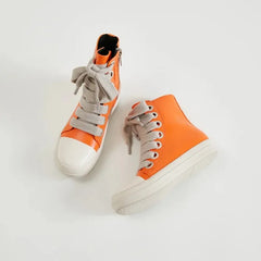 Lbsfy New Women Sneakers High-top Flat Casual Sport Shoes With Thick Lace Up European And American Style Unisex Couple Shoes