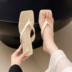 LBSFY -Summer Women Clip Toe Slippers Comfort Low Heel Slides Shoes Ladies Casual Dress Street Style Sandalis Flip-Flops Slippers