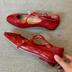 LBSFY  -  Brand Round Toe Flat Ballet Shoes Women Retro Soft Sole Mary Jane Shoes Cross-tied Comfy Low Heel Dress Shoe Casual Mules Shoes