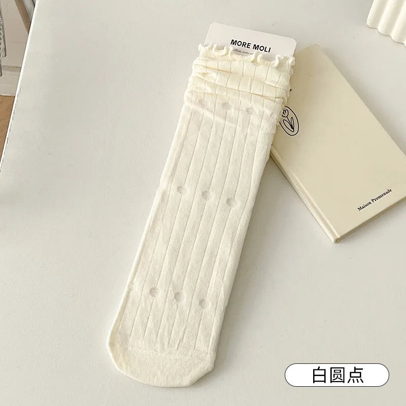 Lbsfy Women's Socks Jk Harajuku White Black Spring Summer Cotton Fashion Korean Style Simple Ins Mid-tube Breathable Comfortable Socks