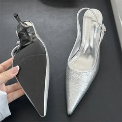 LBSFY -Spring Sexy Pointed Toe Buckle Strap Slingbacks Women Pumps Shoes Thin Heels Stripper Party Zapatos De Mujer