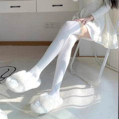 Lbsfy Academic Style Sexy Vintage Lace Long Knee Socks Premium Feel Light Luxury Warm Black White Grey Over Knee Thigh High Stockings