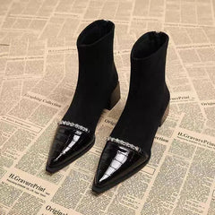 LBSFY -Pointed Toe Women Snow Ankle Boots High Heels Sexy Shoes Chunky Designer Chelsea Boots Winter New Trend Goth Botas De Mujer