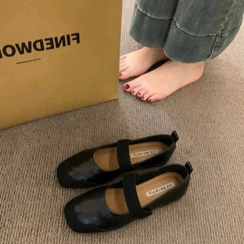 LBSFY -New Style Fashion Retro Women Spring Round Flat Shoes Comfor Anti Slip Mary Janes Shoes Soft Sole Versatile Women's Casual Shoes