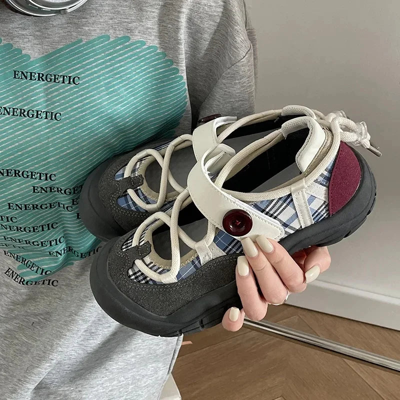 LBSFY -Ins Versatile Student Casual Sneakers Women's New Style Spring Autumn Ugly Shoe Board Shoes Polyester Sole Less Than 1cm He