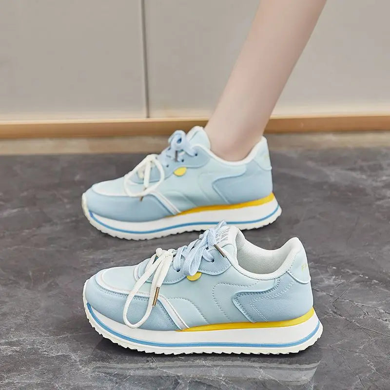 LBSFY  -  Yellow Platform Sports Shoes Woman Designer Fashion Niche Mixed Color Women Sneakers Casual Lace-up Female Sneakers