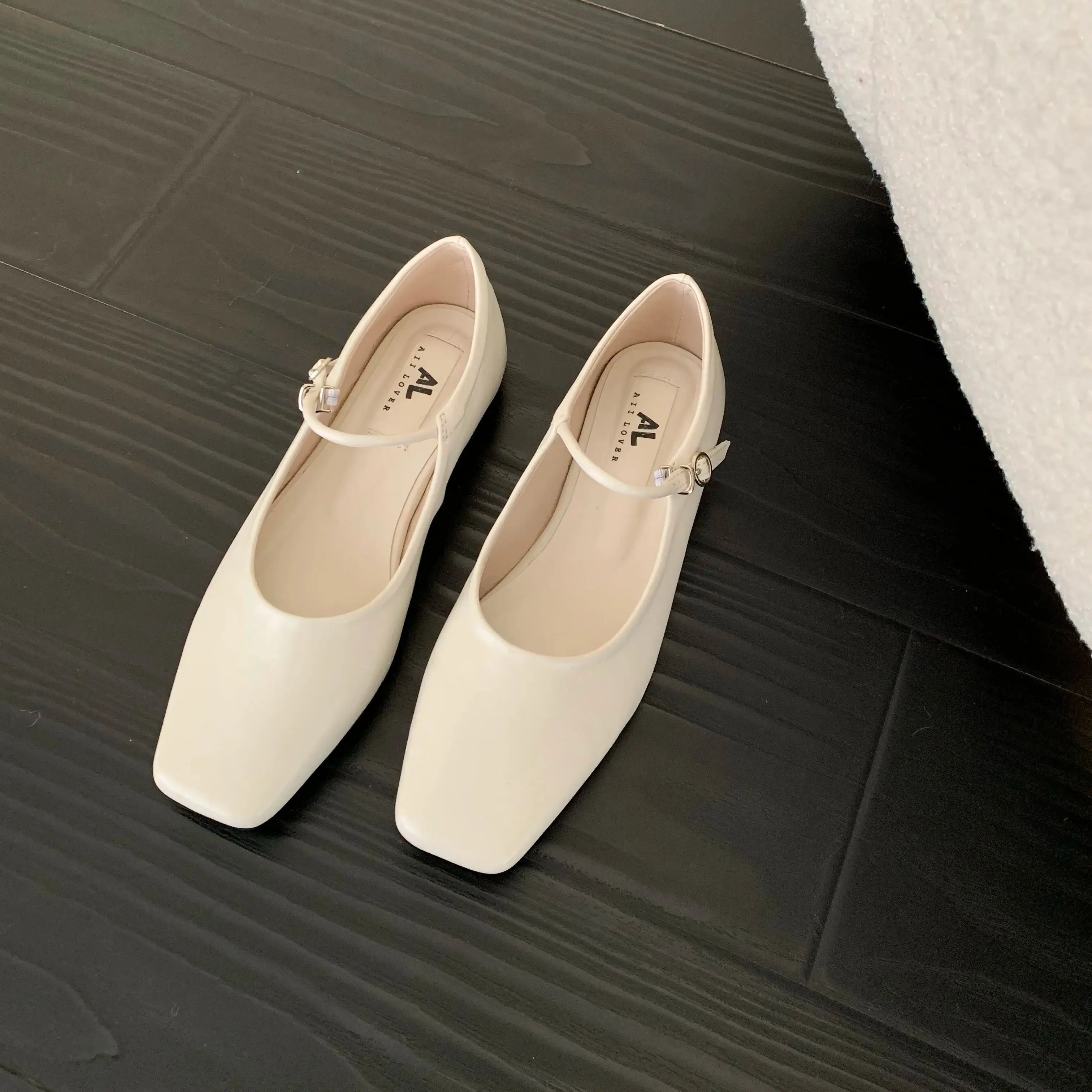 LBSFY - Spring New Brand Women Flats Fashion Square Toe Shallow Mary Jane Shoes Soft Casual Ballet Shoes Slingback Shoes